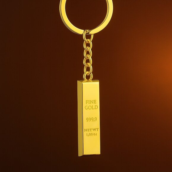 Luxury Gold Bar Keychain or bag charm 1oz Replica - 999.9 Fine Gold style - Picture 3 of 6
